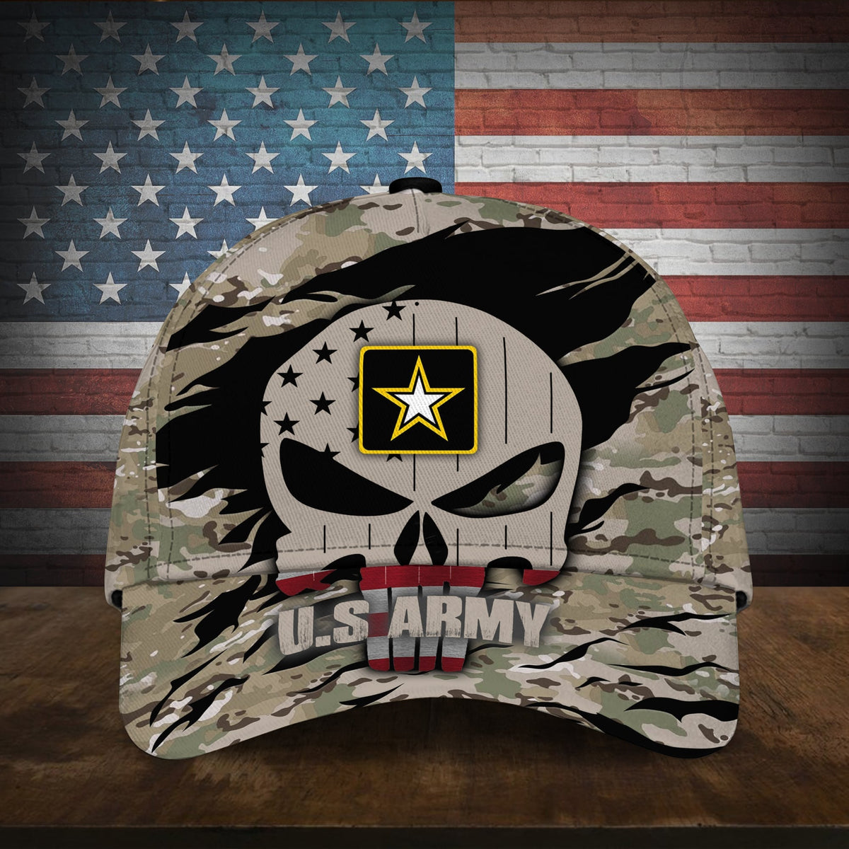BlueJose Colorful Puniskull Multiservice U.S Veteran Cap