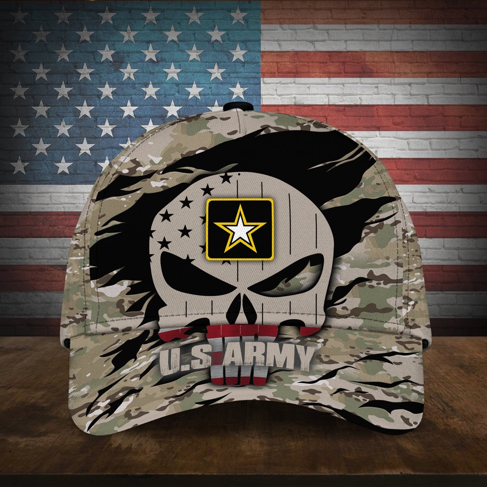 BlueJose Colorful Puniskull Multiservice U.S Veteran Cap