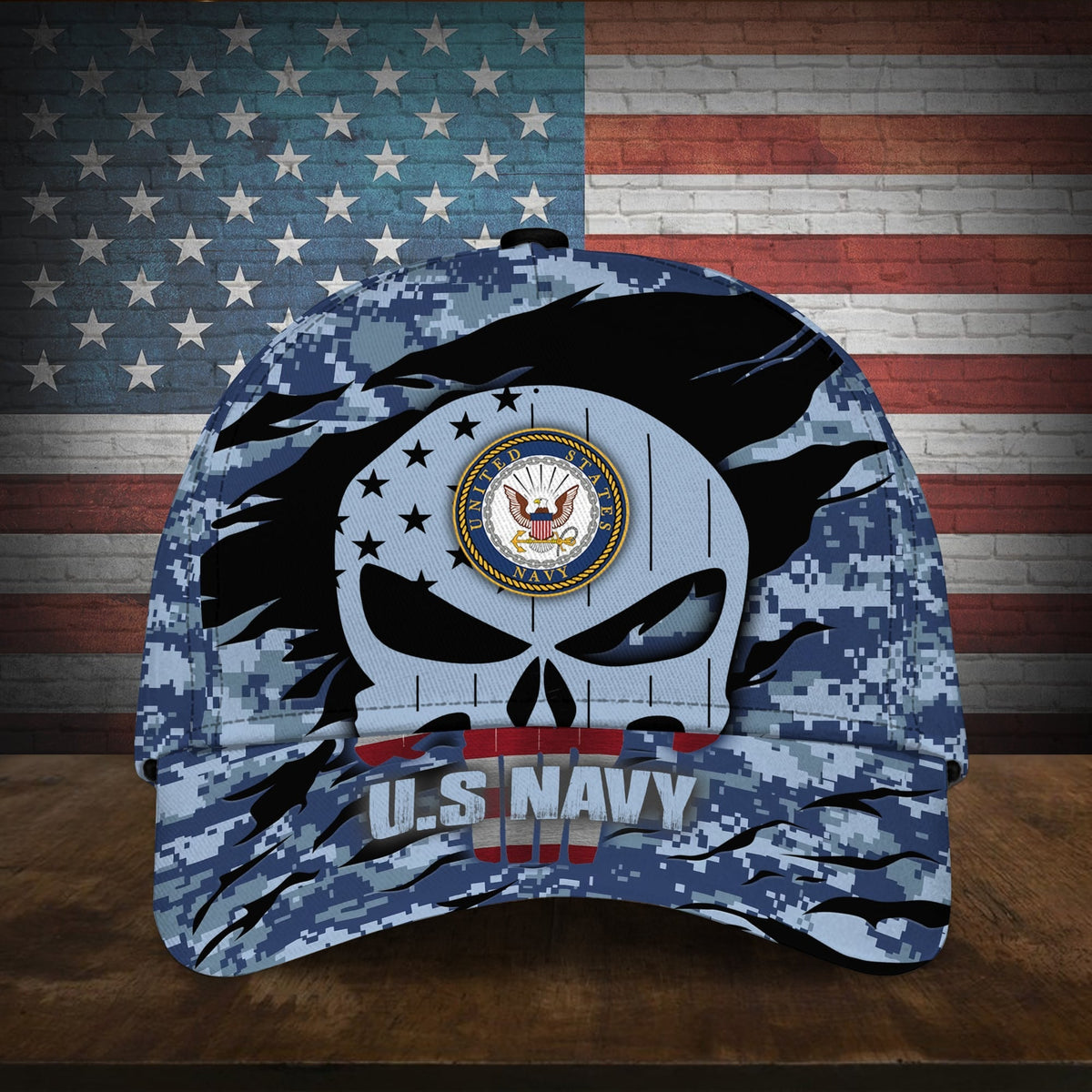 BlueJose Colorful Puniskull Multiservice U.S Veteran Cap