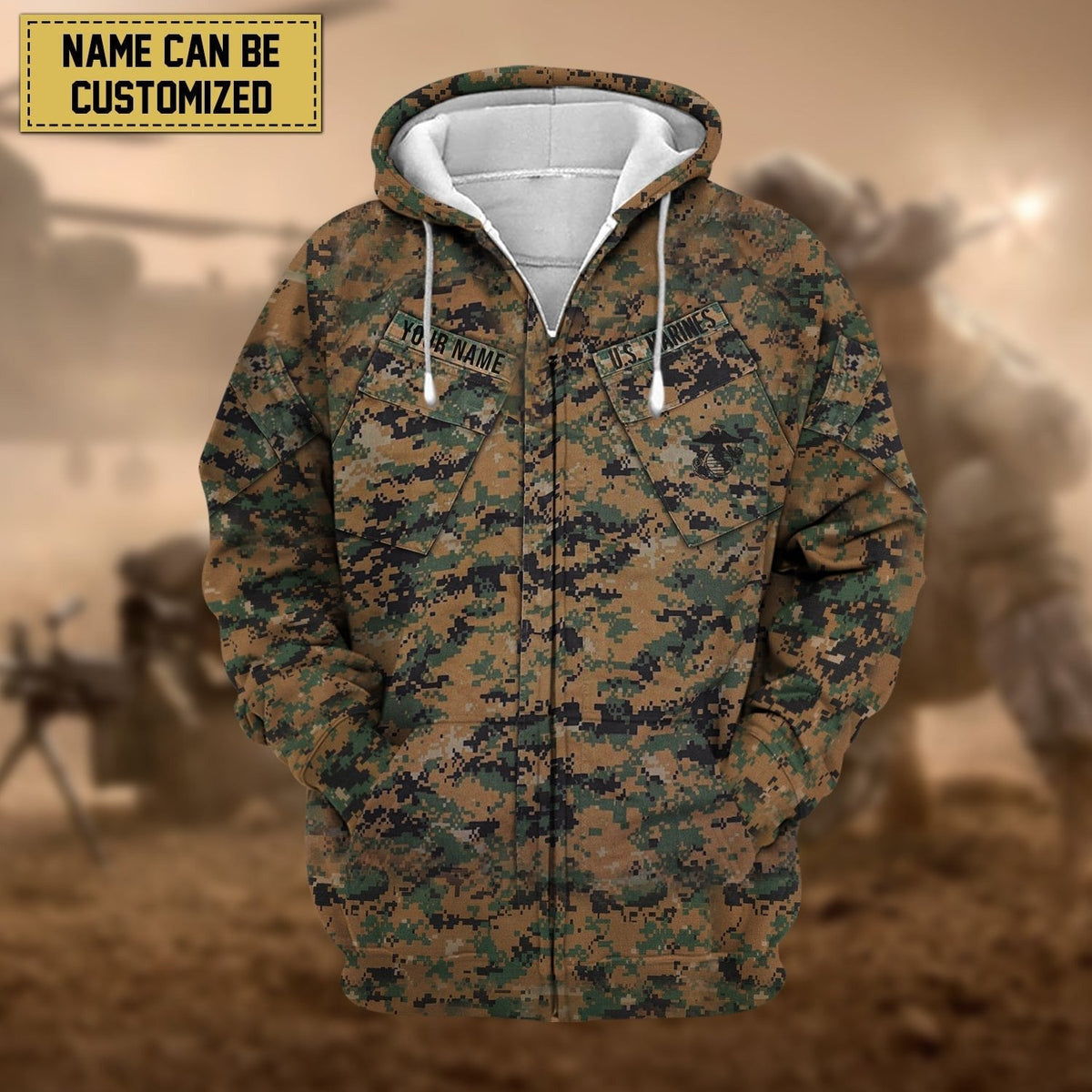 BlueJose Premium Personalised US Veteran Zip Hoodie Fleece