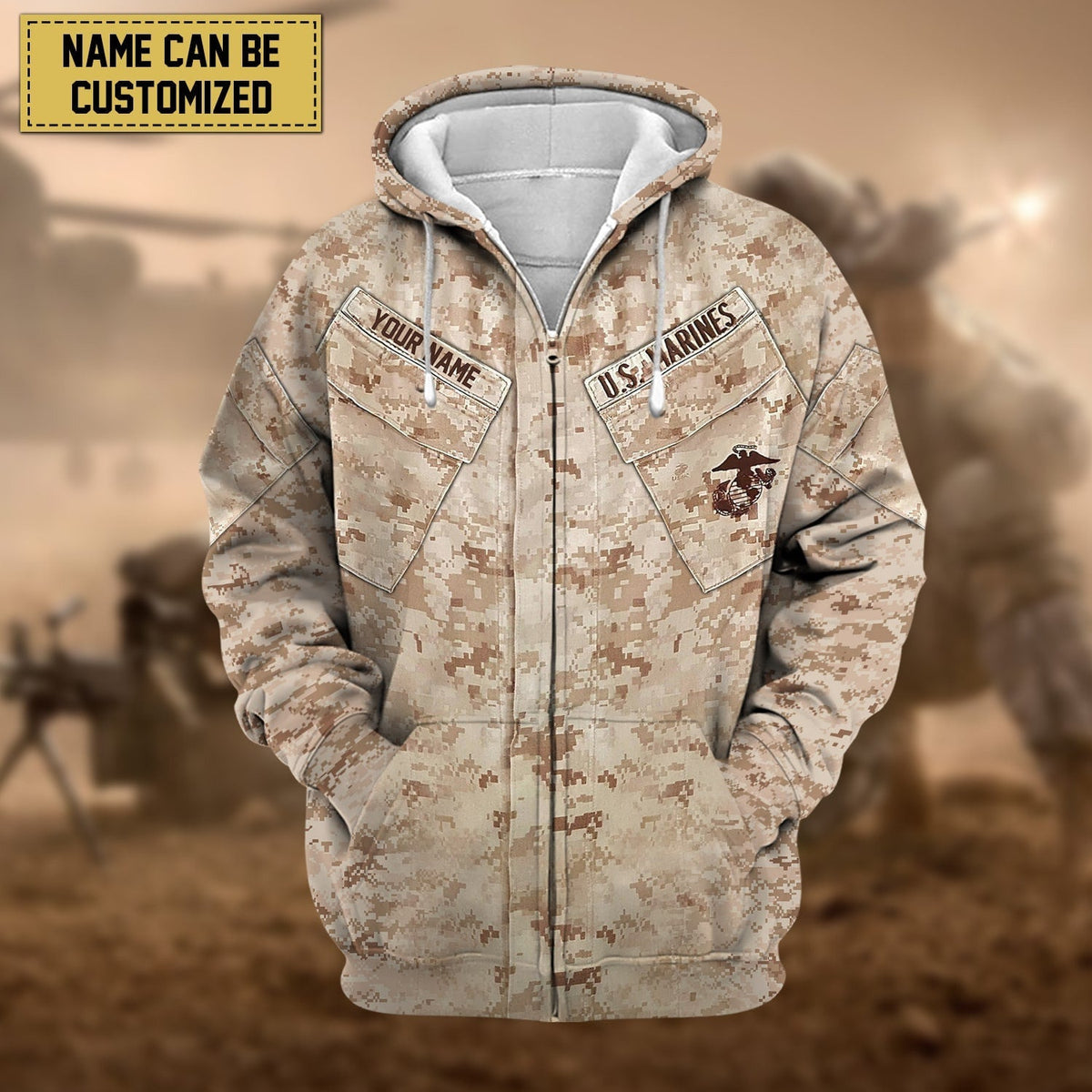 BlueJose Premium Personalised US Veteran Zip Hoodie Fleece