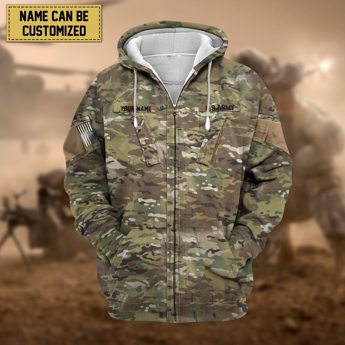 BlueJose Premium Personalised US Veteran Zip Hoodie Fleece