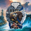 BlueJose Premium Camo Soldiers Multiservice US Veteran Zip Hoodie