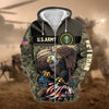BlueJose Premium Camo Soldiers Multiservice US Veteran Zip Hoodie
