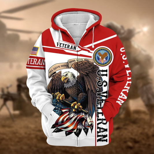 BlueJose Premium Honoring All Who Served US Veteran Zip Hoodie