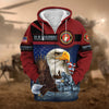 BlueJose Unique US Veteran Eagle Zip Hoodie