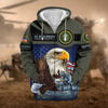 BlueJose Unique US Veteran Eagle Zip Hoodie