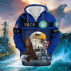 BlueJose Unique US Veteran Eagle Zip Hoodie