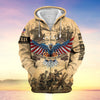BlueJose Premium Land Of The Free US Veteran Zip Hoodie