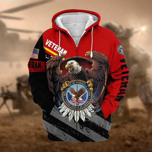 BlueJose Premium Eagle US Veteran Zip Hoodie