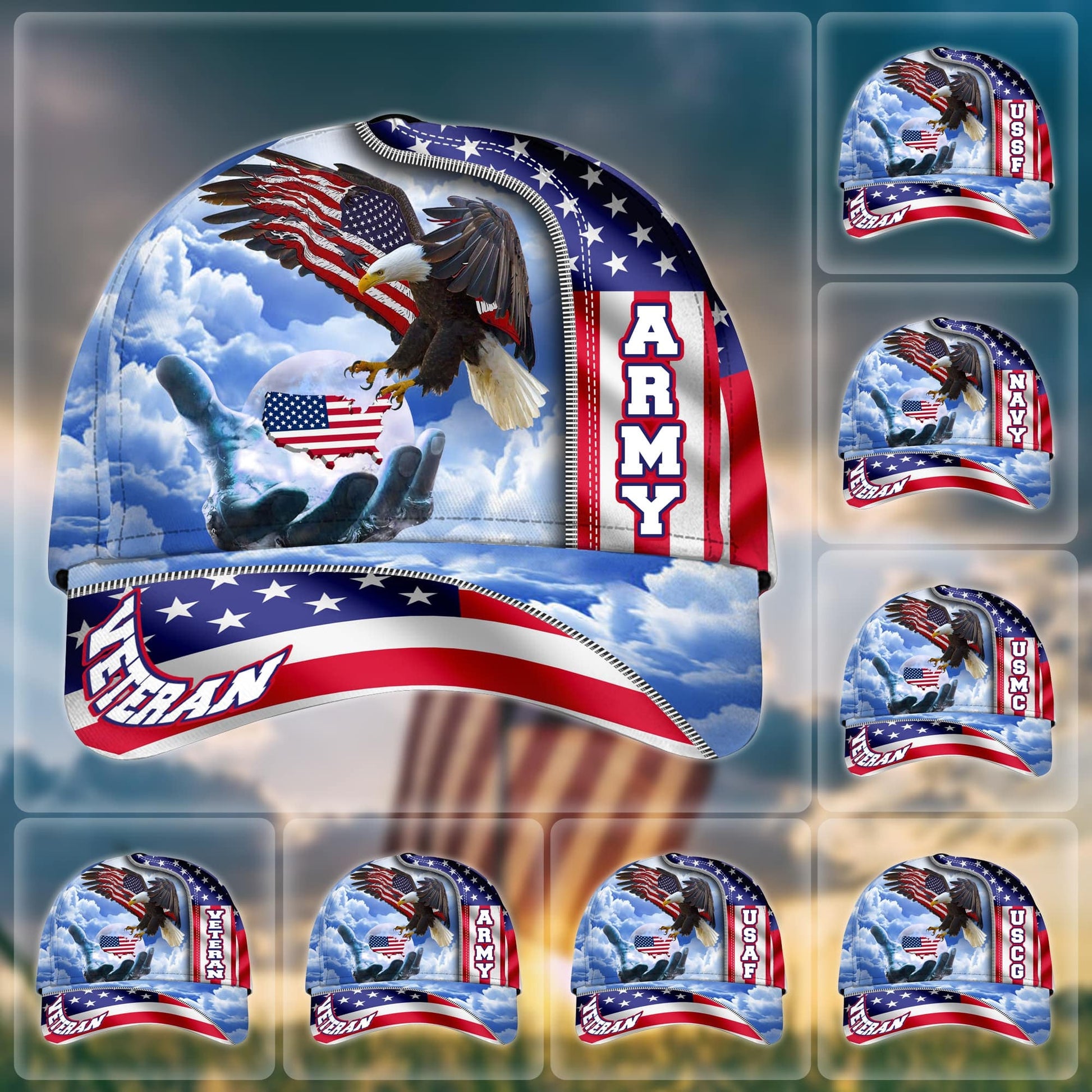 BlueJose Premium American Pride US Veteran Cap NPVC240501