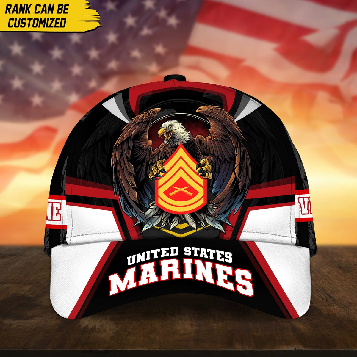 BlueJose Premium Personalized Custom Rank US Veteran Cap