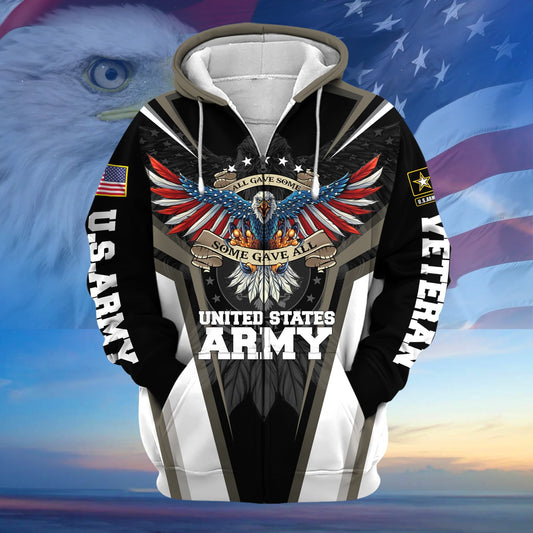 BlueJose Premium All Gave Some Some Gave All US Veteran Zip Hoodie