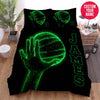 BlueJose Personalized Basketball Green Neon Ball Custom Name Duvet Cover Bedding Set