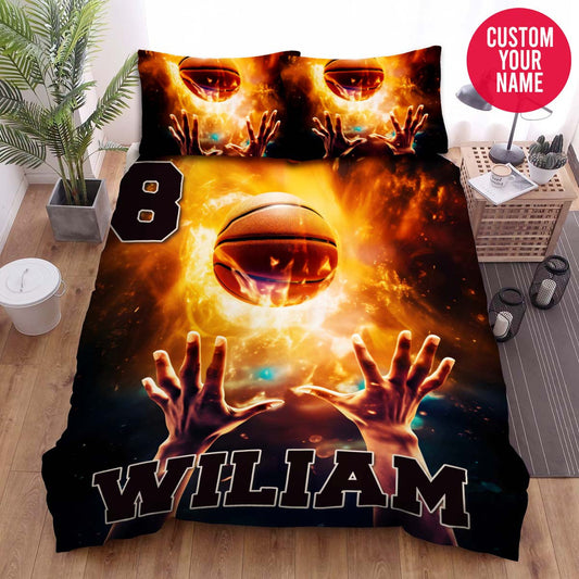 BlueJose Personalized Basketball Ball Powerful Art Custom Name Duvet Cover Bedding Set