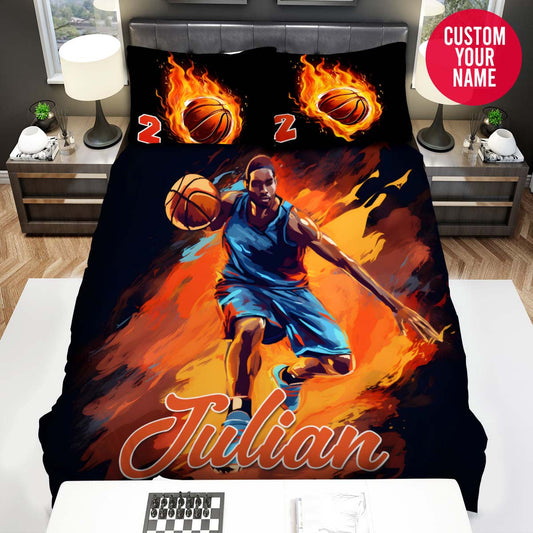 BlueJose Personalized Basketball Energy Custom Name Duvet Cover Bedding Set