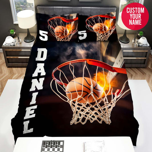 BlueJose Personalized Basketball Ball On Net Custom Name Duvet Cover Bedding Set