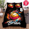 BlueJose Personalized Basketball Ball Colourful Shine Custom Name Duvet Cover Bedding Set