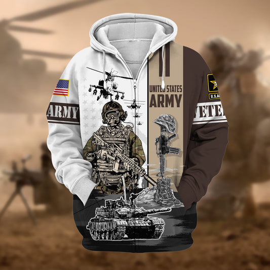 BlueJose Premium Honoring All Who Served US Veteran Zip Hoodie
