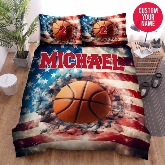 BlueJose Personalized Basketball Best Gift For Basketball Lovers Custom Name Duvet Cover Bedding Set