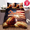 BlueJose Personalized Basketball Magic With American Flag Custom Name Duvet Cover Bedding Set
