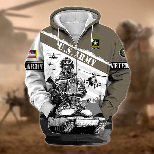 BlueJose Premium Honoring All Who Served US Veteran Zip Hoodie