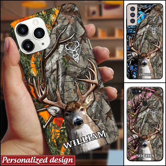 BlueJose Deer Hunting Personalized Name Multicolor Phone Case (6 colors)