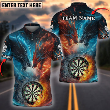 BlueJose Darts Dartboard Water Dragon VS Fire Dragon Personalized Name Shirt
