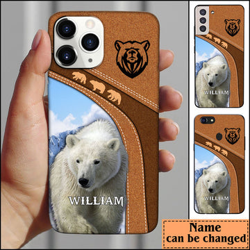 BlueJose Leather Pattern Personalized Phone Polar Bear Phone Case
