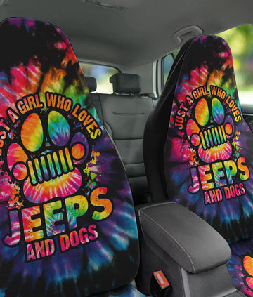 BlueJose Jeep Dog Paw Colorful Tie Dye Automotive Car Seat Cover