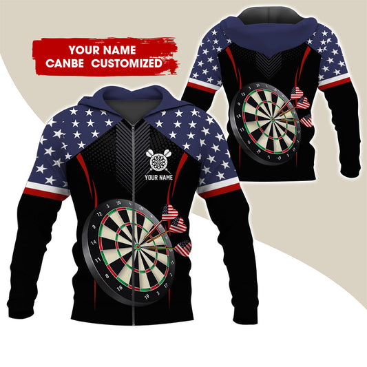 BlueJose American Flag Darts Personalized Name, Team Name 3D Hoodie