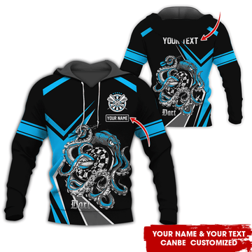 BlueJose Darts & Octopus Pattern Personalized Name, Team Name 3D Hoodie