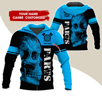 BlueJose Darts Skull Personalized Name, Team Name Hoodie