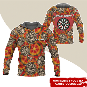 BlueJose Yellow, Orange & Black Dart Pattern Customized Name Hoodie