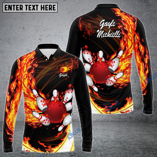 BlueJoses Fire Bowling And Pins Multicolor Option Customized Name 3D Shirt for Scott Michielli