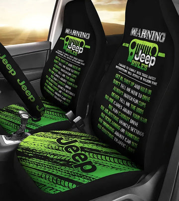 BlueJose Warning Jeep Rules Automotive Car Seat Cover