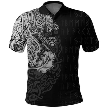 BlueJose Viking Style Polo Shirt Fenrir och Jormungand - Special Tattoo Style