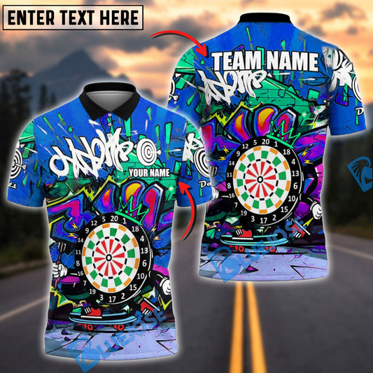 BlueJose Darts Skateboard Graffiti King Style Personalized Name, Team Name Shirt (4 Colors)