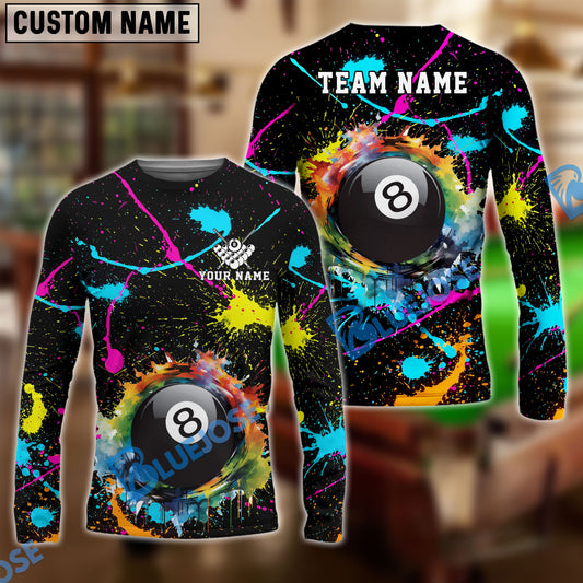 BlueJose Billiards Ball 8 Paint Color Customized Name, Team Name 3D Shirt