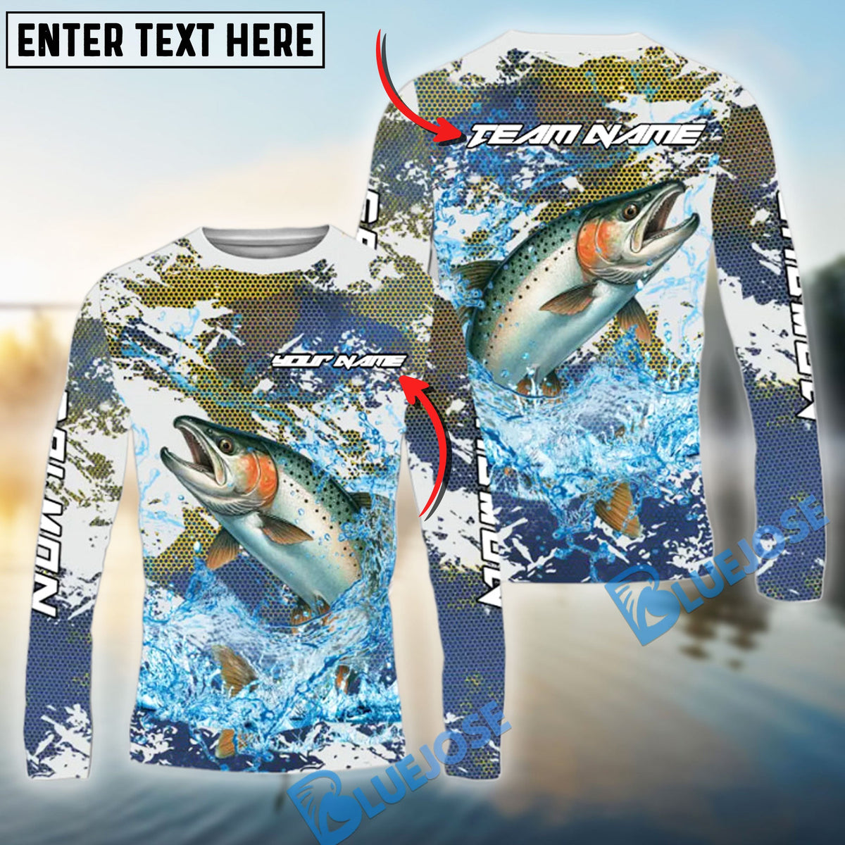 Bluejose Salmon Fishing Hooked On Victory Custom Name &amp; Team Name 3D Shirts
