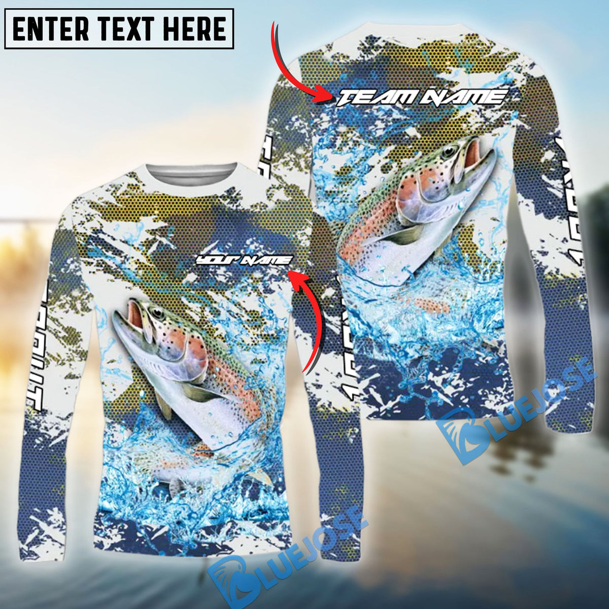 Bluejose Trout Fishing Hooked On Victory Custom Name &amp; Team Name 3D Shirts