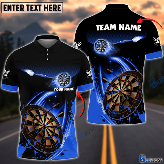 BlueJose Blue Fire Darts Personalized Name, Team Name 3D Shirt