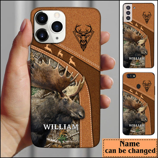 BlueJose Moose Hunting Personalized Name Phone Case