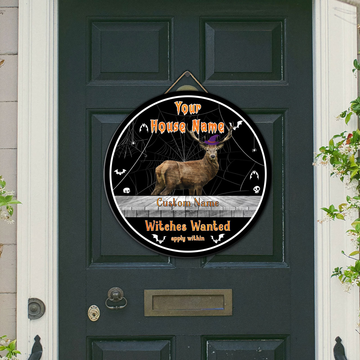 BlueJose Red Deer Halloween Wooden Sign