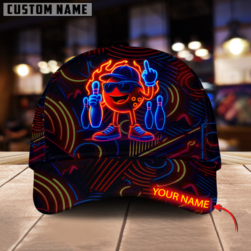 BlueJoses Bowling And Pins Neon Ball Champion Personalized Name Cap