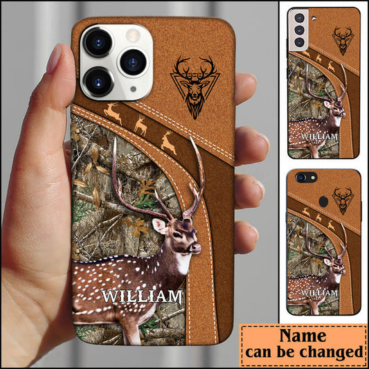 BlueJose Leather Pattern Personalized Chital Deer Phone Case