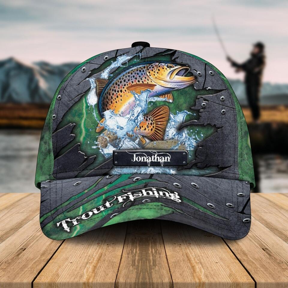 BlueJose Personalized Fish Aholic Light Green Cap