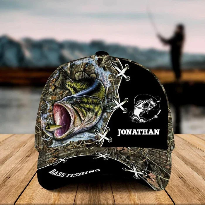 BlueJose Personalized Fish Camo Appearance Grass 2 Cap