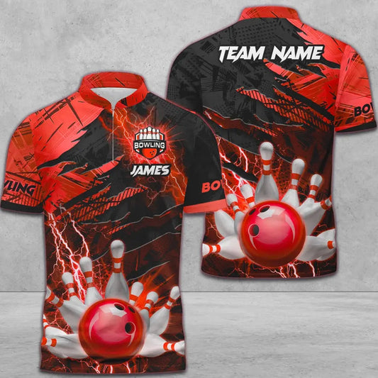 BlueJoses Bowling And Pins Thunder Break Multicolor Personalized Name, Team Name 3D Shirt