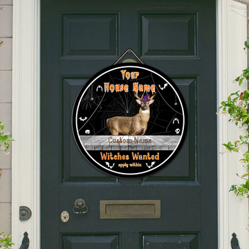 BlueJose White-tailed Deer Halloween Wooden Sign